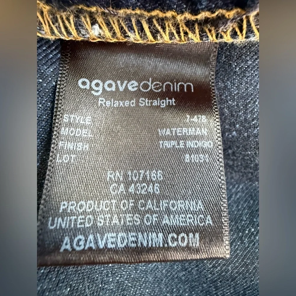 NWOT: Agave Denim Waterman Relaxed Straight 38x31 Triple Indigo Made in USA